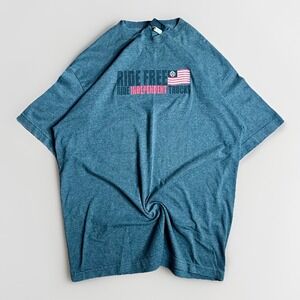 Vintage Independent Trucks Shirt Men's XL Gray Ride Free USA Flag Skateboard Y2K